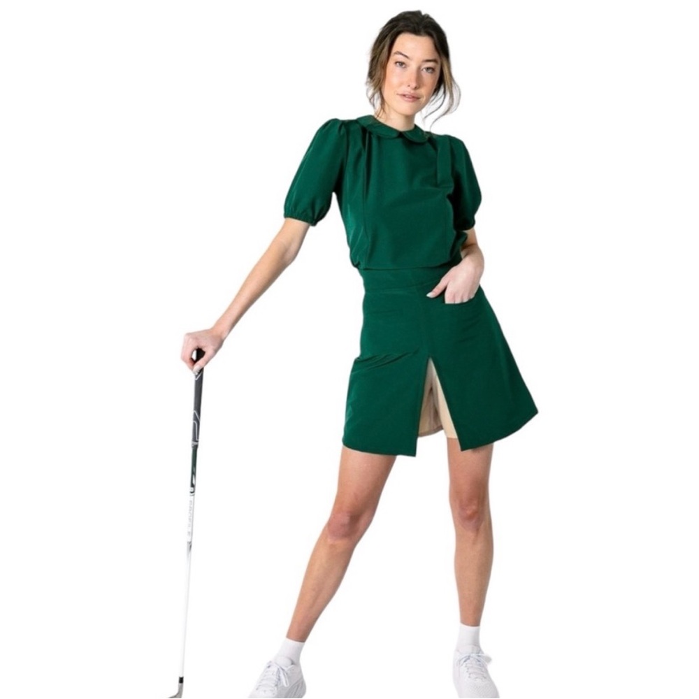 Women’s Green Golf Skirt with Front Slit